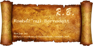 Romhányi Bernadett névjegykártya
